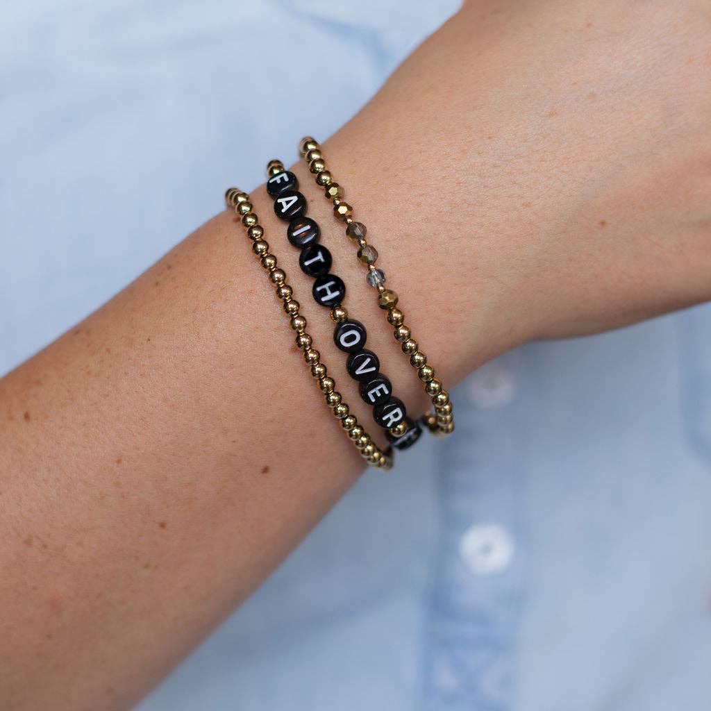 Faith Over Fear - Beaded Bracelet Stack