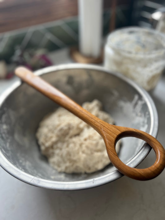 Teak Wood Danish Dough Whisk