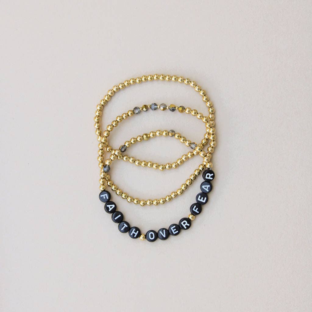 Faith Over Fear - Beaded Bracelet Stack