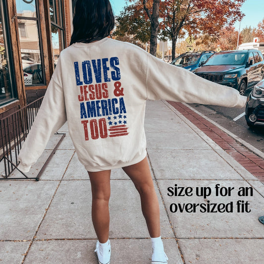 Loves Jesus And American Too T-Shirt